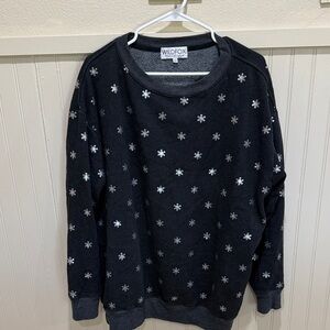 Wildfox Black Crewneck Sweater with Silver Stars